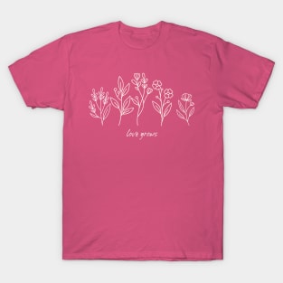 Love Grows Floral Design T-Shirt